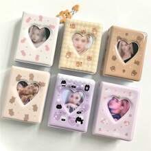 1 pezzo Album fotografico rettangolare adorabile con motivi animali, portafoto a forma di cartone animato di 3 pollici con copertina dipinta, con portacarte in plastica PP - regalo perfetto a tema K-pop per la Festa della Mamma, Capodanno, Pasqua, forniture scolastiche, ritorno a scuola