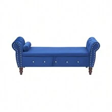 Velvet Multifunctional Storage Ottoman Bench With Crystal Buckle And Solid Wood Legs, Beige, Perfect For Living Room, Bedroom, And Hallway