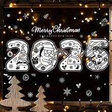 Nhãn dán năm mới 2025 Ông già Noel màu trắng Nhãn dán cửa sổ hình nai sừng tấm Bông tuyết Người tuyết Cây trang trí Giáng sinh Nhãn dán kính, Halloween, Trang trí Halloween - Nhiều màu - Xem 6
