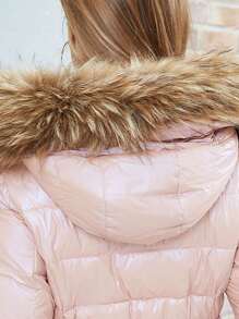 ZIAI Chaqueta casual de mujer con cintura ajustable, cuello de piel corto y para invierno