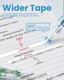 Refillable Retractable White Out Correction Tape, 2PCS Cute White Out With 4 Extra Refills, Easy To Use Mini Aesthetic Pen Shaped Applicator For School Office Supplies (Blue Green) - 藍+綠 - 查看 2