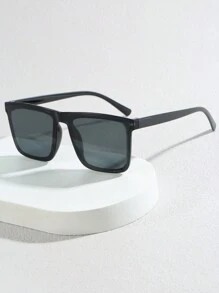 1pair Men Square Frame Casual Fashion Glasses Shades Accessories Beach Accessories Glasses Shades - Black - View 1