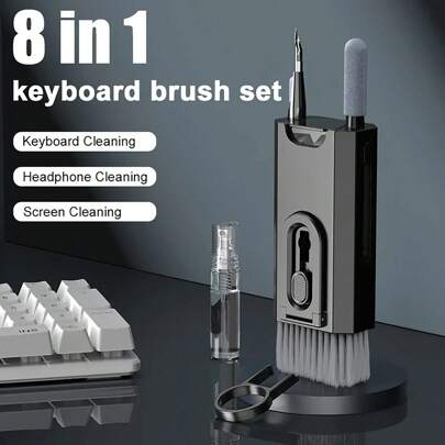8 In 1 Cleaning Kit Computer Keyboard Cleaner Brush Earphones Cleaning Pen For Headset IPad Phone Cleaning Tools Keycap Puller