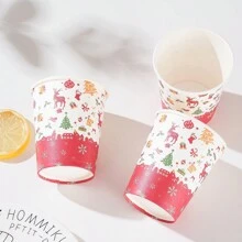 10 件/25 件一次性纸杯，圣诞主题镂空纸杯，适用于冷饮和咖啡，适合生日派对、家庭聚会、野餐、装饰、派对用品、派对礼品 - 彩色 - 查看 5