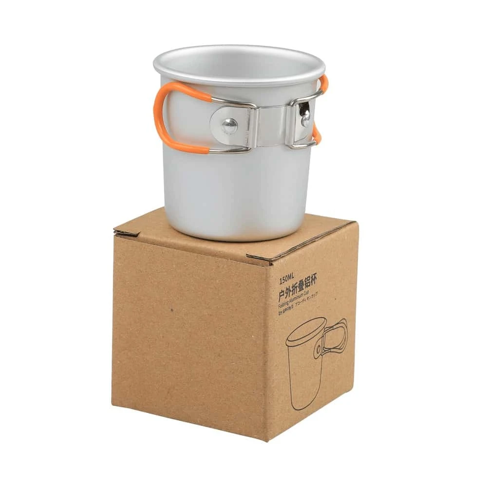 1pc Outdoor Camping Folding Aluminum Portable Coffee Mug, Alloy Beer