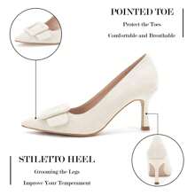 Women's Closed Pointed Toe Stiletto Pumps Shoes – Leg-Lengthening High Heels For Petite Height Boost, Slim-Leg Look, Wedding, Party, Evening Wear, Christmas & New Year Gift - màu da - Xem 4