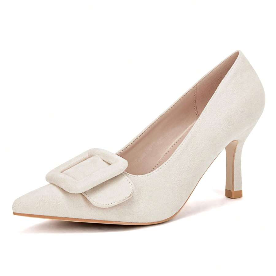 Women's Closed Pointed Toe Stiletto Pumps Shoes – Leg-Lengthening High Heels For Petite Height Boost, Slim-Leg Look, Wedding, Party, Evening Wear, Christmas & New Year Gift - màu da - Xem 1