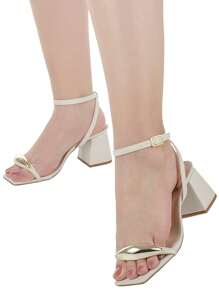 Loris Shoes Oficial Women's Block Heel Sandal With ABS Embellishment, Back Drop With Buckle 18-410 - Apagado - Ver 2
