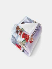 1 件圣诞老人和雪人图案法兰绒毯子，柔软温暖的毯子适合沙发、办公室、床、露营旅行、圣诞礼物 - 彩色 - 查看 4