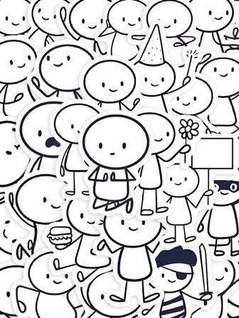 YWWBLD 66 件可爱卡通人物绘画贴纸材料适用于手机壳、笔记本电脑、行李箱、滑板、头盔装饰