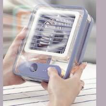 Mini Air Conditioner Cooler Fan Humidifier Portable Usb With Led - 藍色的 - 查看 4