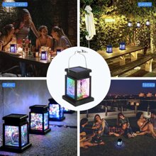 NetHong 2X LED Solar Powered Hanging Lantern Lights Outdoor Garden Table Lamp Waterproof - 彩色 - 查看 6