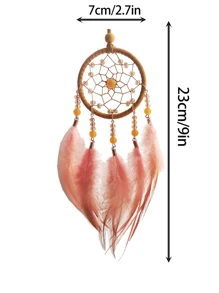 1pc Faux Pearl & Feather Dreamcatcher Decor, Mori Style Feather Wind Chime Ornament, Gifts For Girls, Birthdays, Useful As Car Decorations, Room, Home, Wedding Party Decor (Artificial Feathers),Home Decor ,Room Decor,Wall Decor Graduation