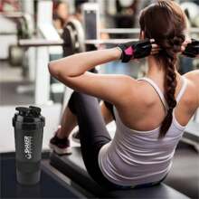 Taza de plástico con agitador para polvo de proteína y batidos, botella de agua deportiva para correr y fitness