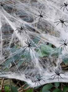 Spider Webs, 500/100/50pcs Realistic Fake Spider/Ghost Halloween Spider Webs, Stretchy White Halloween Decor Toy, Plastic Mini Spider Prank, Glow In The Dark Black Scary Horror Prank Spider, Perfect For Halloween Party, Haunted House Bar Decor, Suitable For Halloween Party, Haunted House, April Fool's Day Party, Room And Home Decoration
