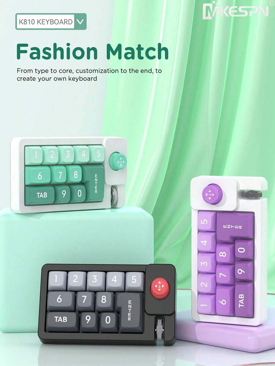 MKESPN Portable Mechanical Wired Keyboard With Joystick Full Hot Swappable Keys RGB Backlight USB-C Wired 12 Keys Programmable Gaming Keyboard For WinXP/7/8/10/ - Multicolor - View 1