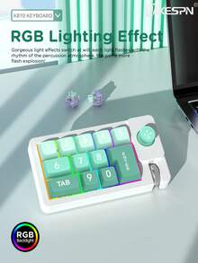 MKESPN Portable Mechanical Wired Keyboard With Joystick Full Hot Swappable Keys RGB Backlight USB-C Wired 12 Keys Programmable Gaming Keyboard For WinXP/7/8/10/ - Multicolor - View 6