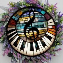 1 vòng hoa thiếc kim loại trang trí, biểu tượng phím đàn piano, biểu tượng âm nhạc, thiết kế vòng hoa tròn, 8x8 inch (20cm X 20cm), trang trí tường, trang trí nhà, trang trí phòng, trang trí trang trại, trang trí hiên nhà, trang trí phòng ngủ, nghệ thuật hình tròn, quà tặng ngày lễ, vị trí lỗ ngẫu nhiên ở trên, dưới, trái và phải - Nhiều màu - Xem 7