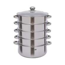 28CM Large 5 Tier Stainless Steam Cooker Steamer Pan Cook Food Veg Pot Set - Silver - View 10