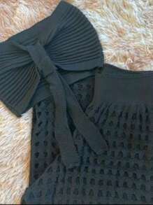 Crochet Knit Set, Top And Pants With Premium Line Lining/ Beach Cover-Up/ Summer/ Fashion - màu đen - Xem 2