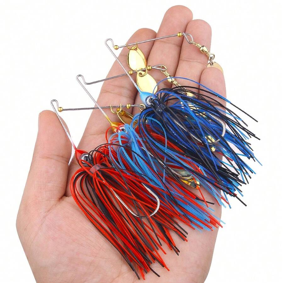 HENGJIA 1个11克亮片钓鱼饵，旋转亮片饵，金属勺形铅头旋转亮片饵，鲈鱼专用泳饵 - 彩色 - 查看 1