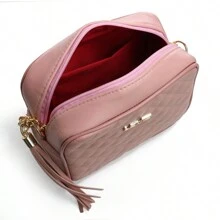 Women's Small Embroidered Handbag With Chain Strap Side Crossbody Shoulder Bag - Màu hồng gỉ - Xem 4