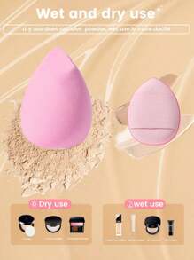 1/27件粉色化妆海绵套装，可重复使用化妆粉扑，化妆工具套装，美妆蛋，包含：2个化妆头带，1个卸妆头带，5个化妆海绵，2个化妆粉扑，12个迷你化妆粉扑，5个三角形化妆粉扑，5个迷你美妆蛋，3片卸妆棉，便携式旅行化妆工具包，赠品，旅行，平价好物，旅行必备 - 粉色 - 查看 8