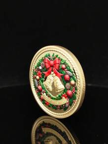 圣诞装饰 1 件圣诞纪念币，彩色 3D 圣诞老人与铃铛收藏币，新年礼物 - 金色 - 查看 5