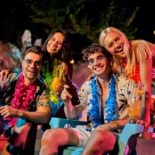 1 套 6 件随机混合颜色夏威夷人造花项链夏威夷主题派对花环，夏季海滩婚礼生日派对户外玩耍万圣节圣诞装饰花环 - 彩色 - 查看 4