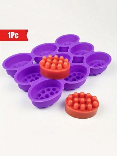 1/2Pcs Oval Shaped Silicone Mold - 2 Compartment Massage Soap Mold For Hand Soap Crafts - Easy Release, Flexible And Durable Soap Mold For Creating Creative Soaps,Wedding Gift