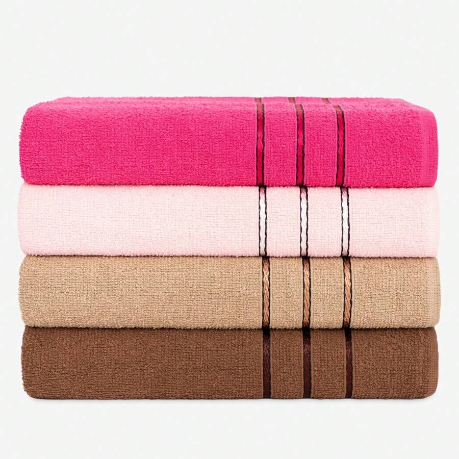 Kit 4 Large Bath Towels, Thick, Soft, 100% Cotton, Great Absorption, Orus, 70x1.20m - 選項02 - 查看 1