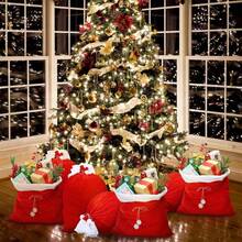 1 Túi quà khổng lồ hình ông già Noel màu đỏ, Túi Giáng sinh cỡ lớn có thể tái sử dụng, Túi rút nhung Giáng sinh mềm màu đỏ để gói quà, trang trí cây thông Noel - màu đỏ - Xem 11