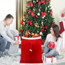 1 Túi quà khổng lồ hình ông già Noel màu đỏ, Túi Giáng sinh cỡ lớn có thể tái sử dụng, Túi rút nhung Giáng sinh mềm màu đỏ để gói quà, trang trí cây thông Noel - màu đỏ - Xem 10
