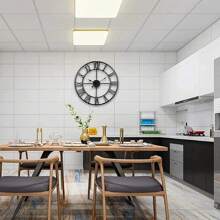 Vintage Large Wall Clock 60CM Vintage Black Round Metal Silent Non Ticking Battery Operated Clock Skeleton Roman Numerals Hanging Clock For Living Room Bedroom Kitchen - Black - View 1