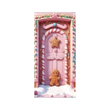 1 tấm phông nền tiệc Người bánh gừng màu hồng, Người bánh gừng màu hồng & Họa tiết tuyết kẹo, Biểu ngữ nền chất liệu polyester 70,8 * 35,4 inch, Thích hợp để trang trí treo khung cửa tiệc năm mới, Biểu ngữ trang trí không khí tiệc hàng ngày - Hồng - Xem 10