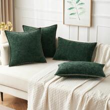 1pc Soft, Cozy & Skin-Friendly Two-Sided Chenille Soft Decorative Pillow Cover Without Filler, Farmhouse Swan Velvet Pillowcase, Square Shape, Suitable For Sofa & Bed, Spring/Summer