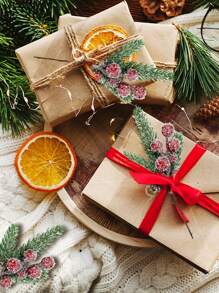 10ocs/4pcs/1pc 人造圣诞花艺采摘，红色假浆果采摘茎，松枝配松果冬青叶，用于花瓶插花花环冬季假期装饰工艺品，圣诞树装饰圣诞树装饰圣诞派对用品家庭花瓶派对装饰适用于室内/室外节日和冬季派对感恩节餐桌中心装饰 - 彩色 - 查看 8