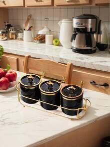 Bộ 7 lọ nhựa đa chức năng, bộ hộp đựng có khay, hộp đựng đường, kem, v.v. trong nhà bếp. - Nhiều màu - Xem 6