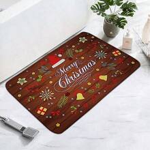 1 件圣诞礼物图案家居装饰地毯，现代简约超柔软超细纤维超强吸水防滑舒适抗疲劳地毯，防滑垫适用于室内门廊、前门、厨房、洗衣房，多场景适用 - 彩色 - 查看 8