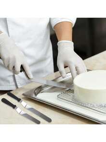 1 件，优质斜角糖霜刮刀 - 6 英寸/8 英寸/10 英寸不锈钢调色刀，带弧形偏置刀片，轻质塑料手柄，符合人体工程学的设计，方便蛋糕装饰、糕点烘焙和厨房使用 - 耐用、防锈且易于清洁的烘焙工具 - 黑色 - 查看 5