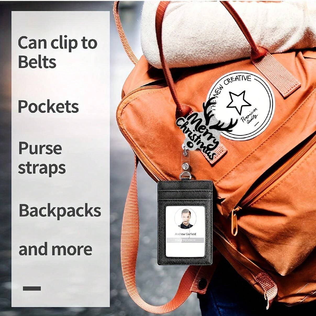 1pc Elk Badge Reel Retractable ID Name Holder With Clip Name Badge Elk