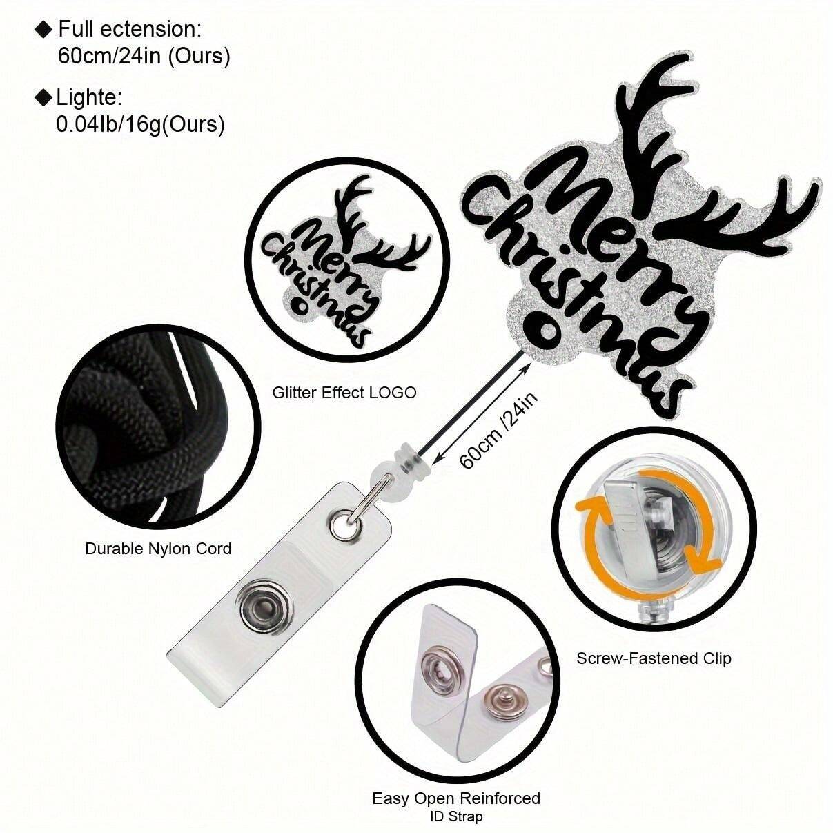 1pc Elk Badge Reel Retractable ID Name Holder With Clip Name Badge Elk