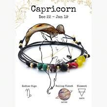 1pc Multi-Function 12 Zodiac Protective Stone Bracelet - Natural Pebble, Adjustable As Necklace Or Anklet, Select Your Zodiac Sign