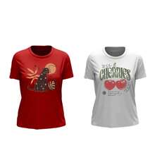 luvize Women's Basic Premium T-Shirt 100% Cotton Trust Print Casual T-Shirt High Definition - 卡其色 - 查看 1