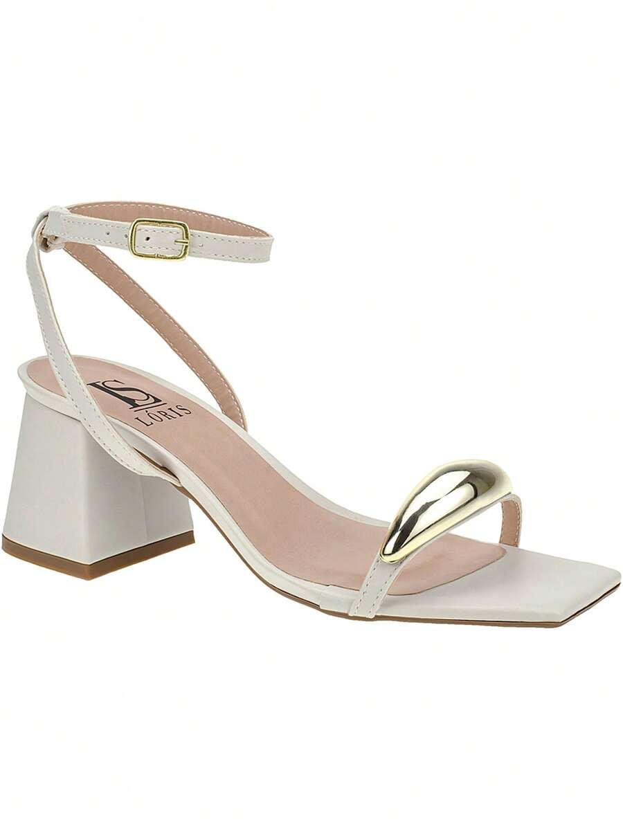 Loris Shoes Oficial Women's Block Heel Sandal With ABS Embellishment, Back Drop With Buckle 18-410 - Apagado - Ver 1