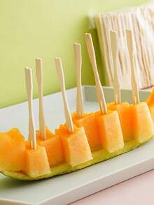 100 chiếc nĩa tre dùng để khai vị, nĩa tre dùng một lần để ăn hoa quả, nĩa xiên trái cây, nĩa xiên cocktail, nĩa bánh ngọt, nĩa bánh ngọt và tráng miệng gia dụng, nĩa khai vị, đồ dùng tiệc cưới, xiên tre độc lập, nhà bếp, khuyến mại Giáng sinh - Màu vàng - Xem 2