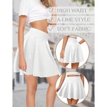 Mini Skirts For Women, Womens Casual Skater Skirt, Basic Versatile Stretchy Flared Summer Mini Skirt - 白色 - 查看 4