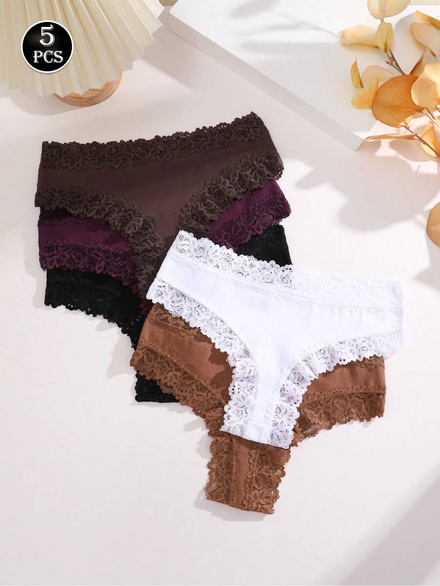 5pack Contrast Lace Panty Set - Multicolor - View 1