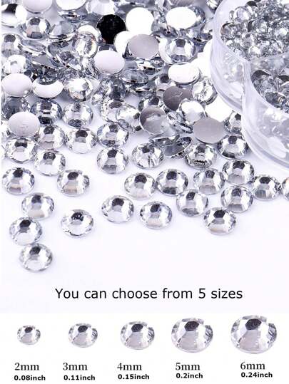 2mm-6mm Resin Crystal Rhinestones, Flat Bottom Diamonds, Transparent Non-Heat Treated Crystal Diamonds For DIY Crafts, Cups, Bottles, Glasses, Clothes, Loose Sparkling Crystal Stones, Craft Decor