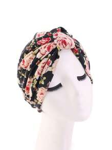 1pc New Women Floral Print Turban Hat Cancer Cap Islamic Hair Loss Hat Head Scarf Satin Liner Inner Cap Arab Valentine's Day Valentines - Turban Hat - View 5